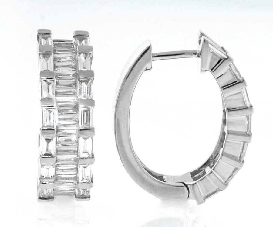 1.77ct Baguette Diamond Hoop Earrings 18k White Gold