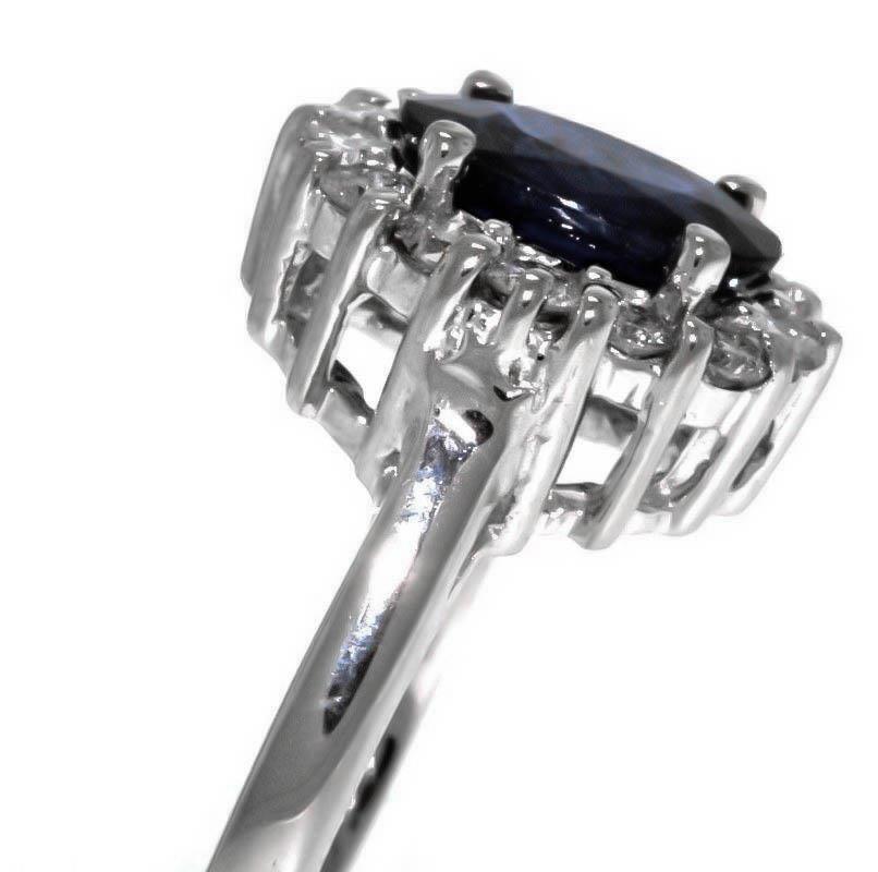 2ct Sapphire and Diamond Ring 14k White Gold