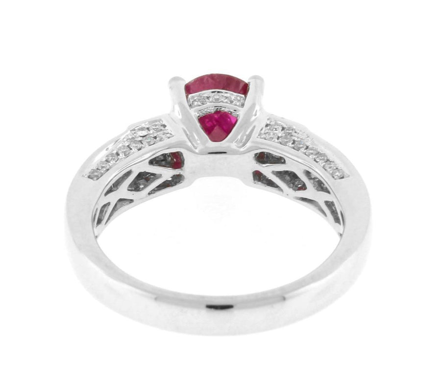 1.90ct Ruby and Diamond Ring 18k White Gold