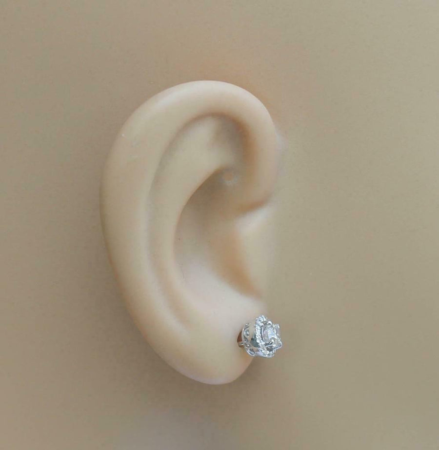 0.50ct Diamond Halo Stud Earrings 18k White Gold 6mm