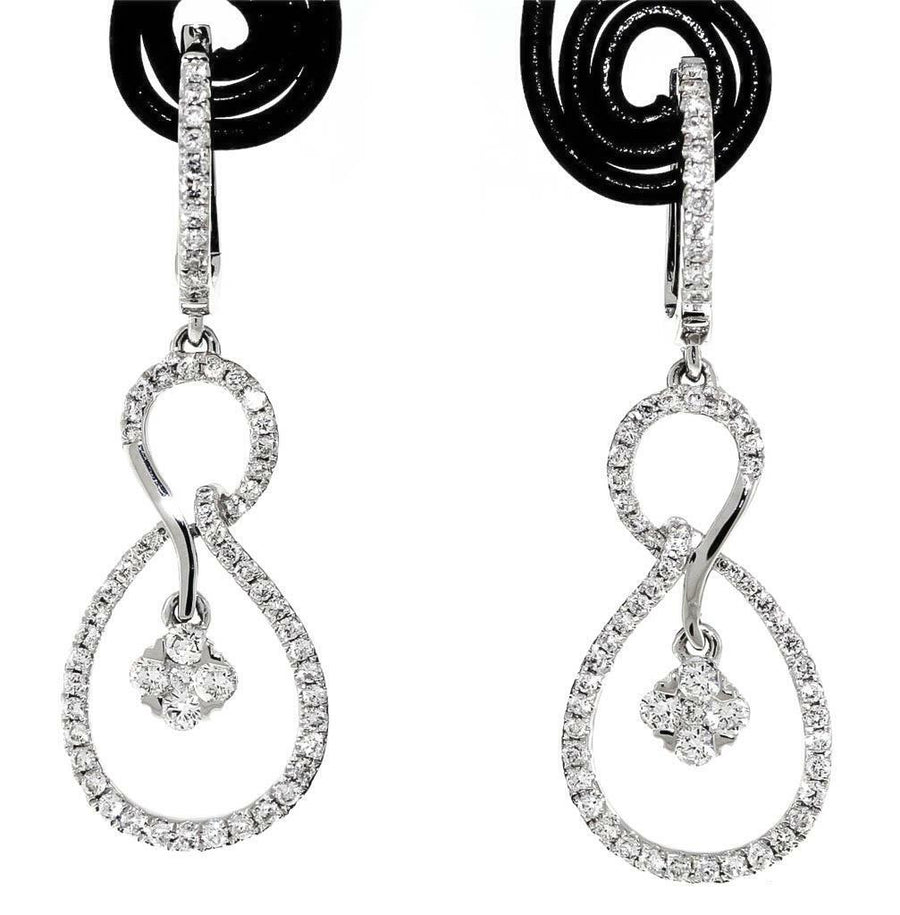 0.81ct Diamond Dangle Earrings Infinity Drop 18k White Gold
