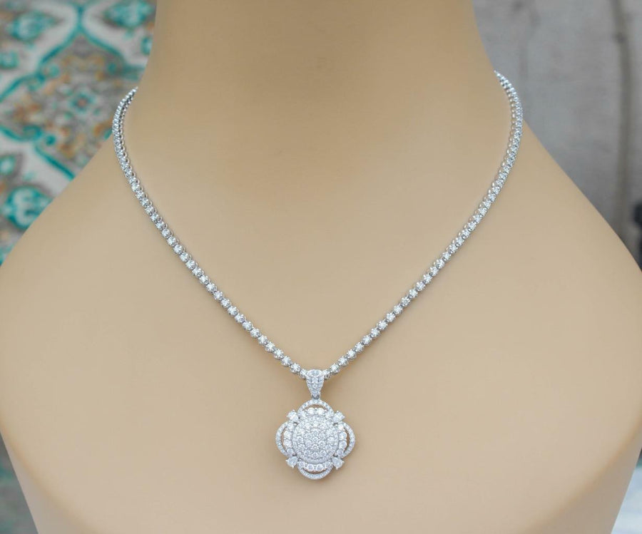 Diana Necklace | 6.50ct Diamond Detachable Pendant on Diamond Tennis Necklace