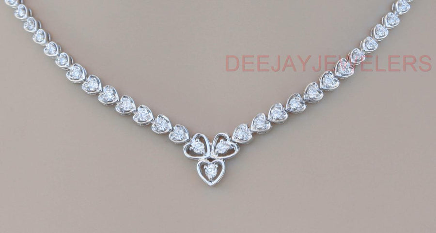 4.25ct Diamond Heart Link Tennis Necklace 14k White Gold