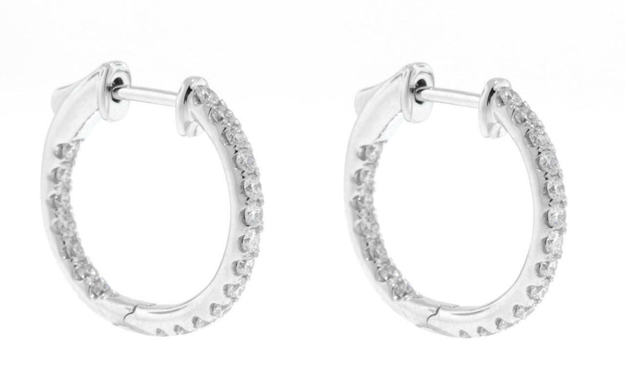 0.81ct Diamond Inside Out Round Hoop Earrings 18k White Gold