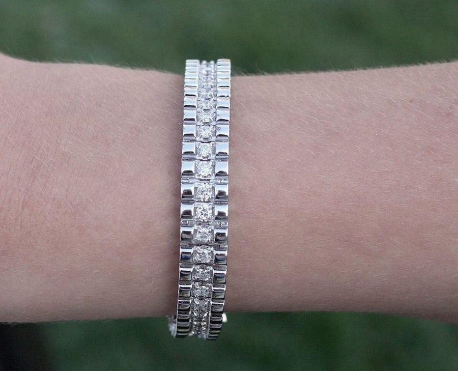 4.50ct Diamond Rolex Link Bracelet 14k White Gold