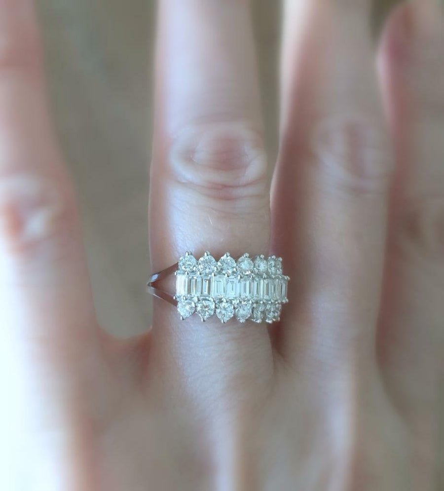 1.47ct Baguette Diamond Ring 18k White Gold Anniversary Band