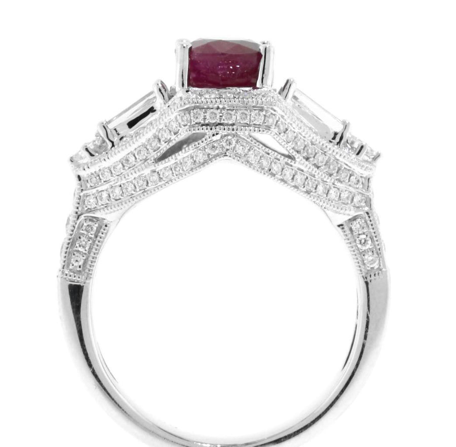 2.38ct Ruby and Diamond Ring 18k White Gold