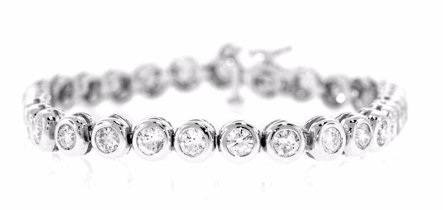 7ct Diamond Tennis Bracelet Bezel 14k White Gold