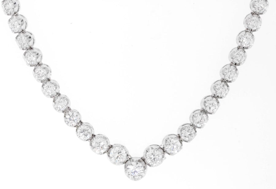 SI Natural 8.68ct Diamond Tennis V Necklace Graduated 14k White Gold V-Shape USA