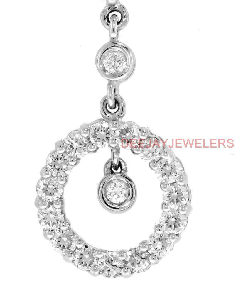 1.10ct Diamond Dangle Earrings 18k White Gold Halo Drops