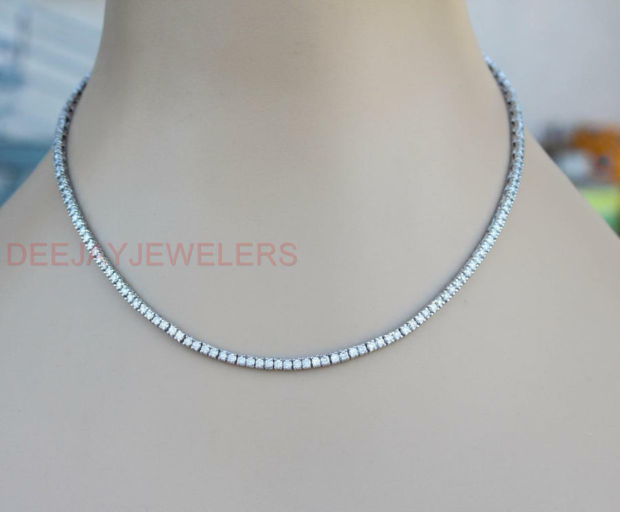 8ct Diamond Eternity Tennis Necklace 14k White Gold Box Link