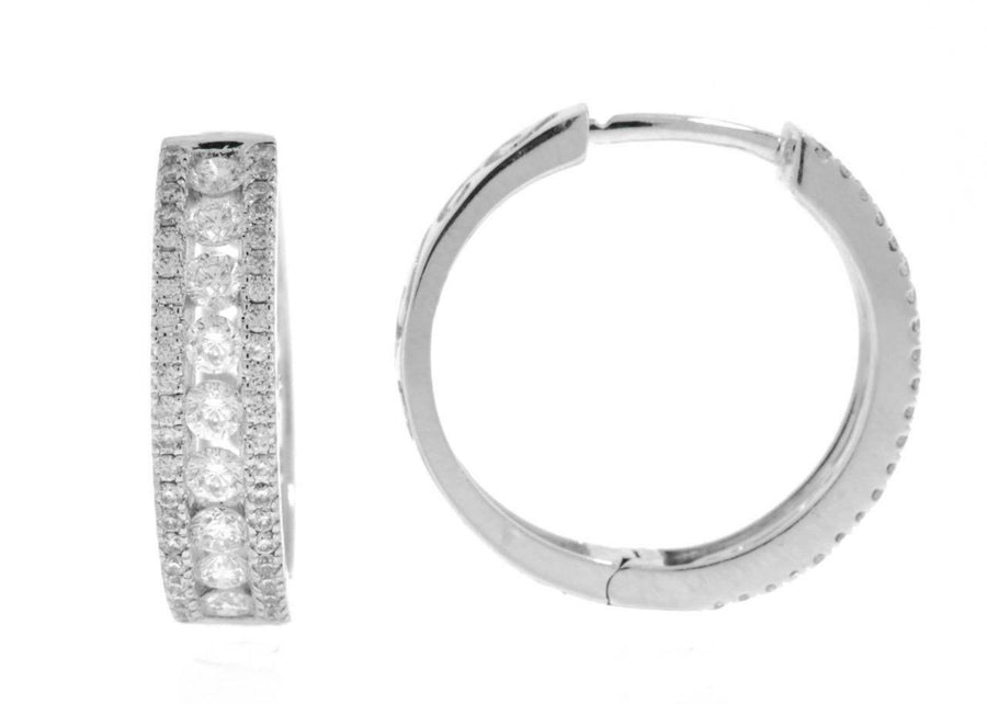 0.82ct Diamond Hoop Earrings 18k White Gold