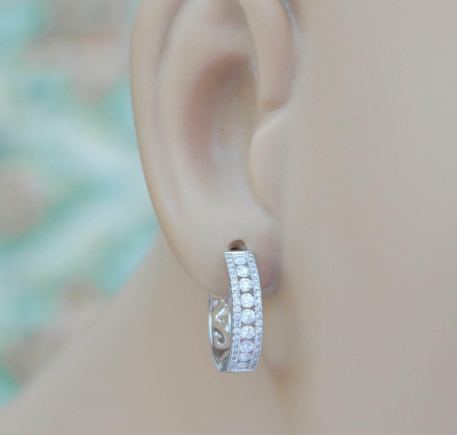 0.82ct Diamond Hoop Earrings 18k White Gold