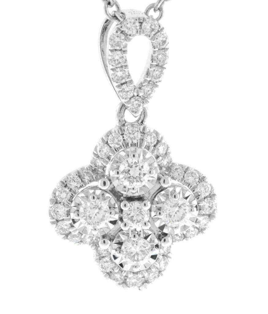 0.50ct Diamond Pendant Necklace 18k White Gold Illusion Set