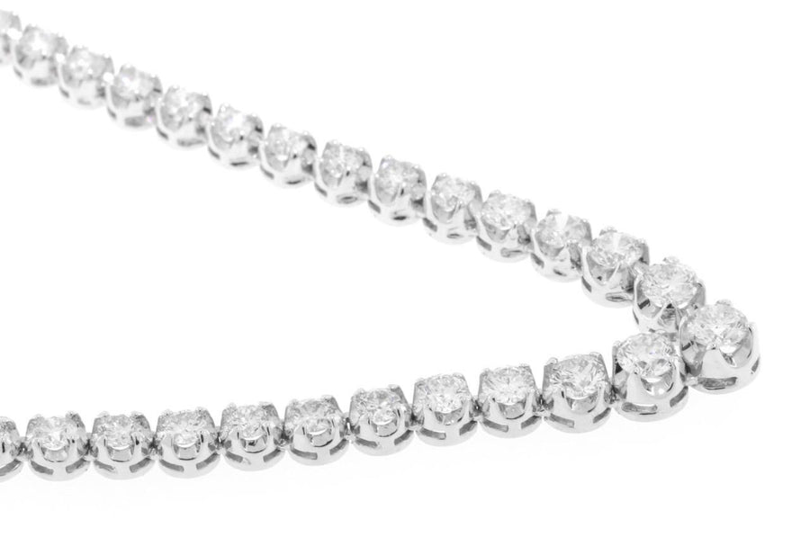 SI Natural 8.68ct Diamond Tennis V Necklace Graduated 14k White Gold V-Shape USA