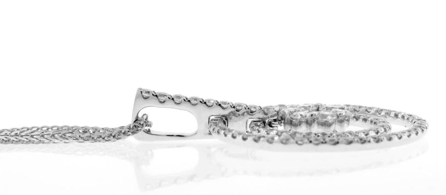 1.55ct Diamond Pendant Necklace Circles 18k White Gold