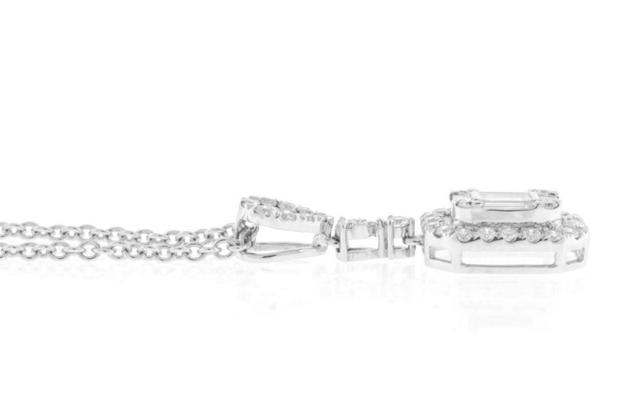 0.70ct Diamond Pendant Necklace 18k White Gold Baguette