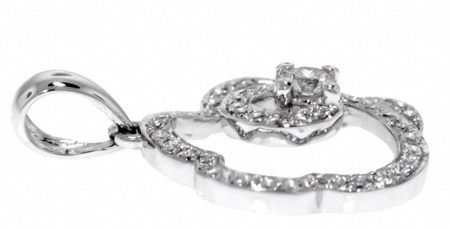 0.30ct Diamond Flower Pendant Necklace 18k White Gold