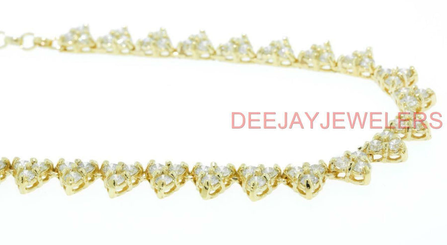4ct Diamond Cluster Half Riviera Tennis Necklace 14k Yellow Gold