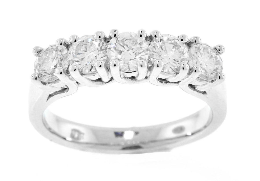 1.01ct Diamond 5-Stone Anniversary Ring 14k White Gold
