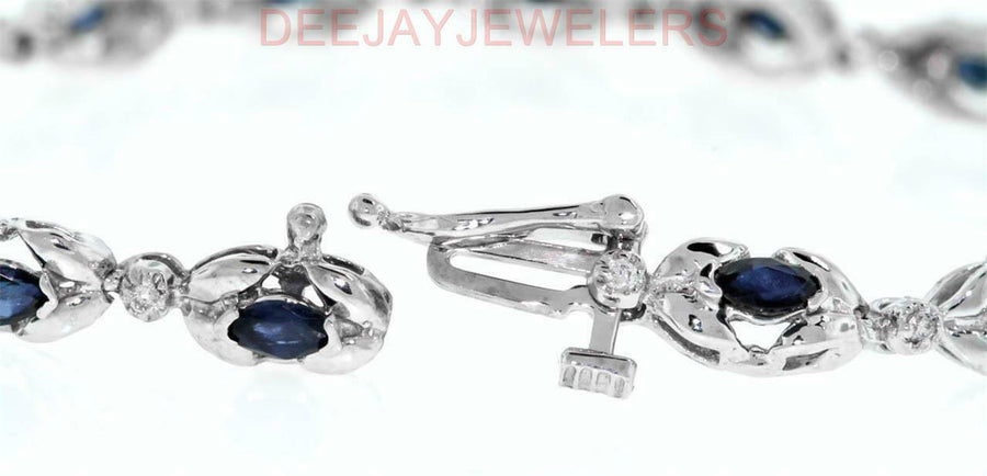 2.43ct Marquise Sapphire and Diamond Bracelet 14k White Gold