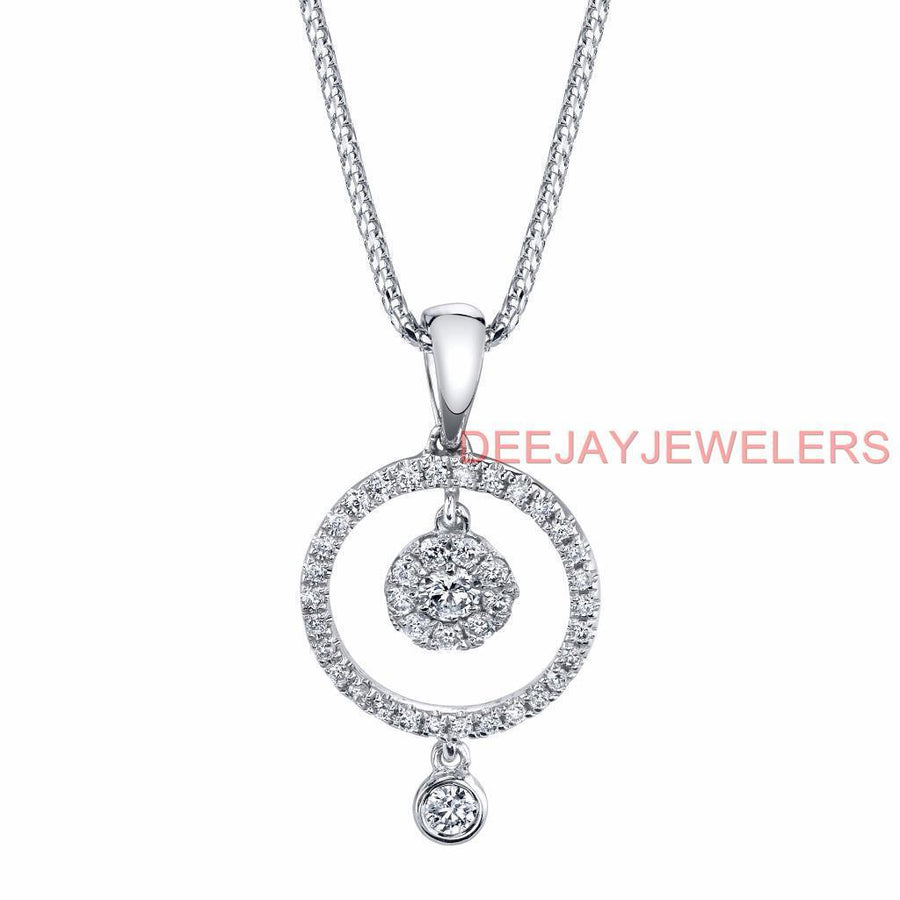 0.40ct Diamond Drop Pendant Necklace 18k White Gold
