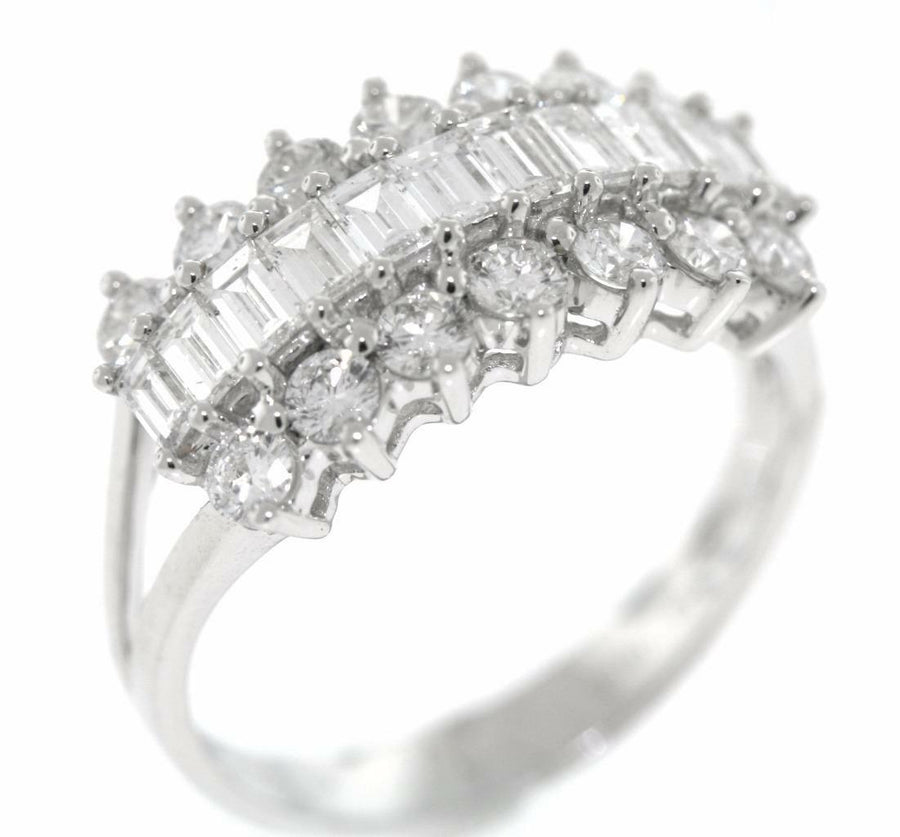 1.47ct Baguette Diamond Ring 18k White Gold Anniversary Band