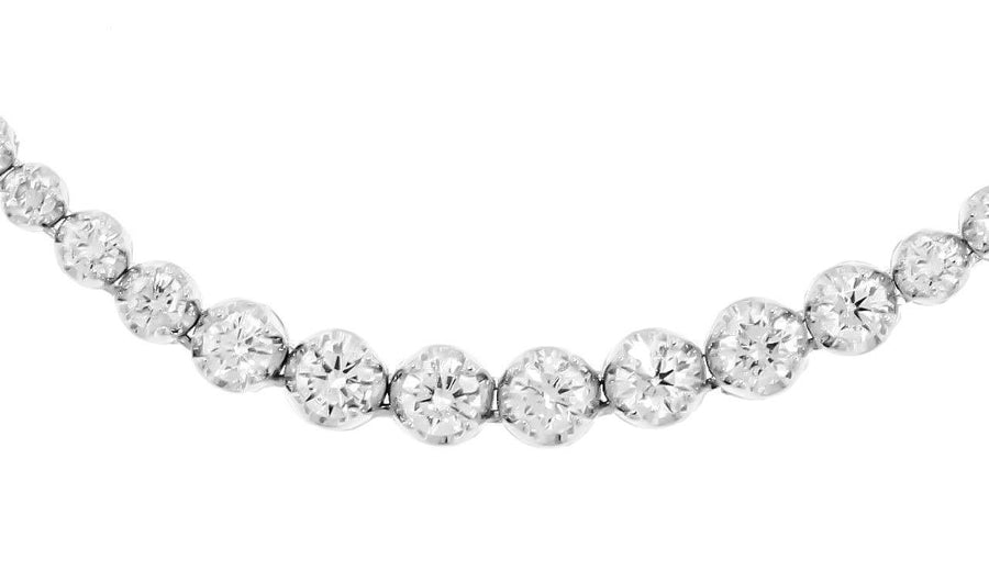10.15ct Graduated Diamond Tennis Riviera Necklace 14k White Gold