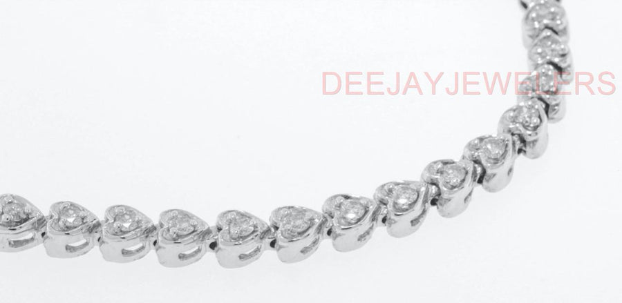 4.00ct Diamond Heart-Link Eternity Tennis Necklace 14k White Gold