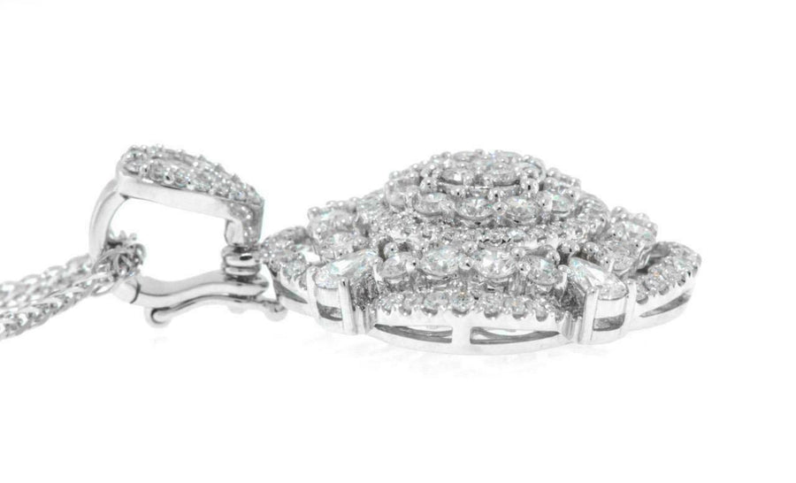 2.50ct Diamond Clip-On Pendant Necklace 18k White Gold
