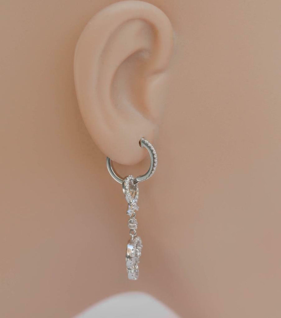 1.15ct Diamond Drop Earrings 18k White Gold Hoop Detachable Dangle