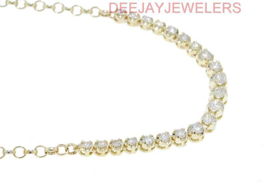 2.48ct Diamond Half Tennis Necklace 14k Yellow Gold
