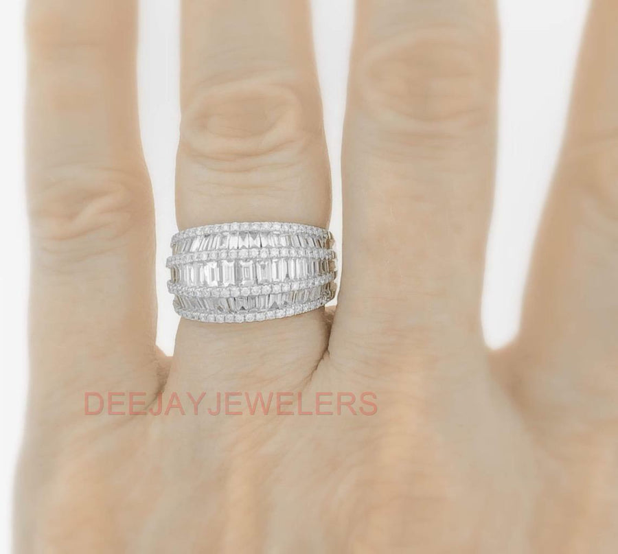 2.61ct Baguette Diamond Statement Ring 18k White Gold Band