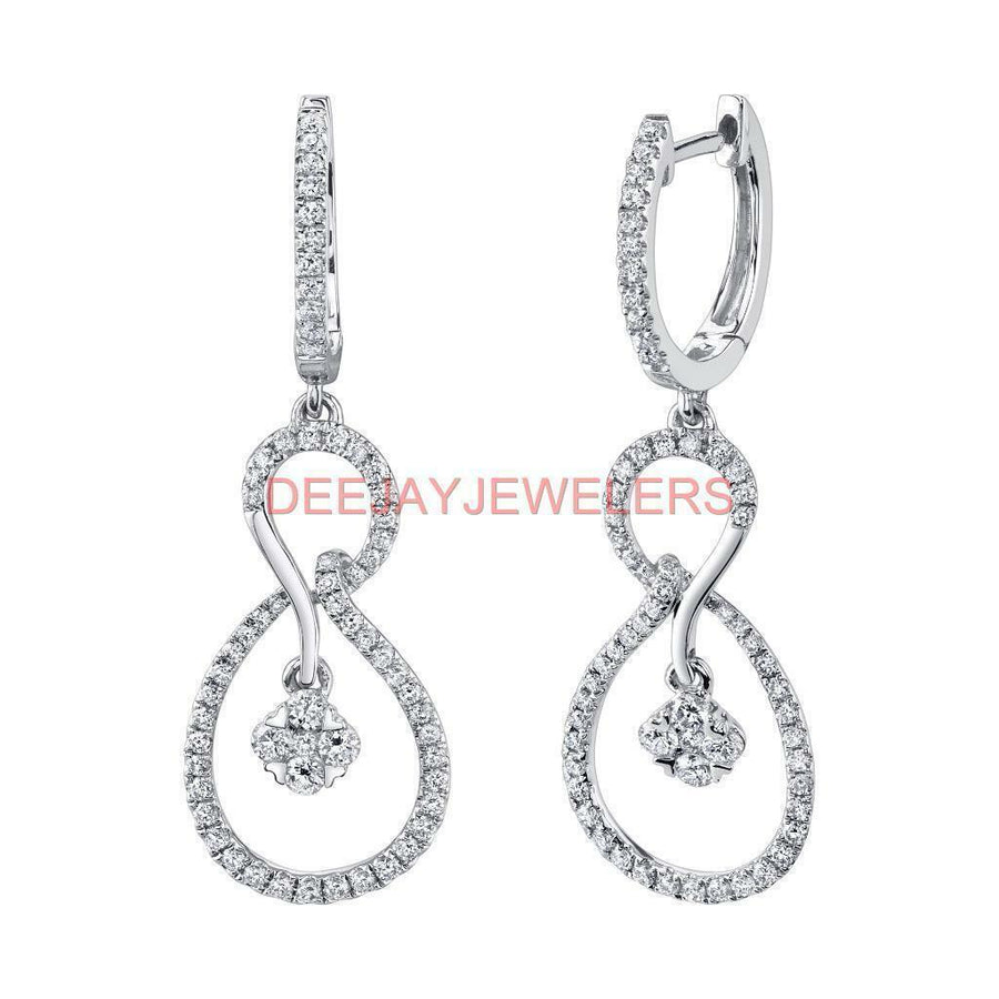 0.81ct Diamond Dangle Earrings Infinity Drop 18k White Gold