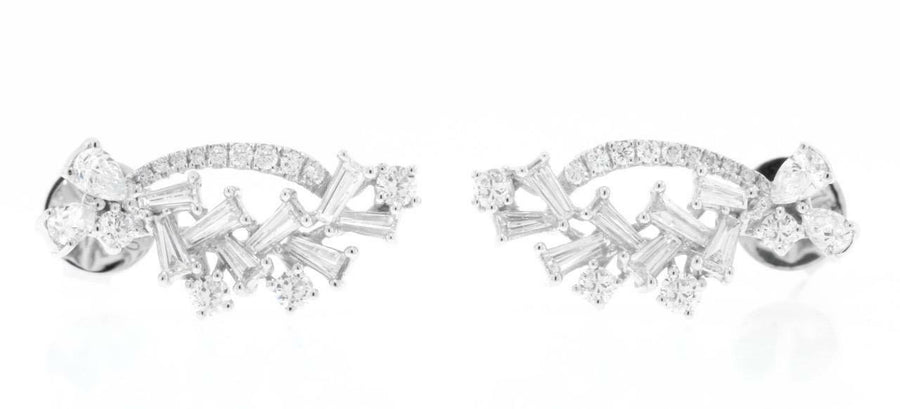 1.08ct Diamond Cascade Drop Earrings 18k White Gold
