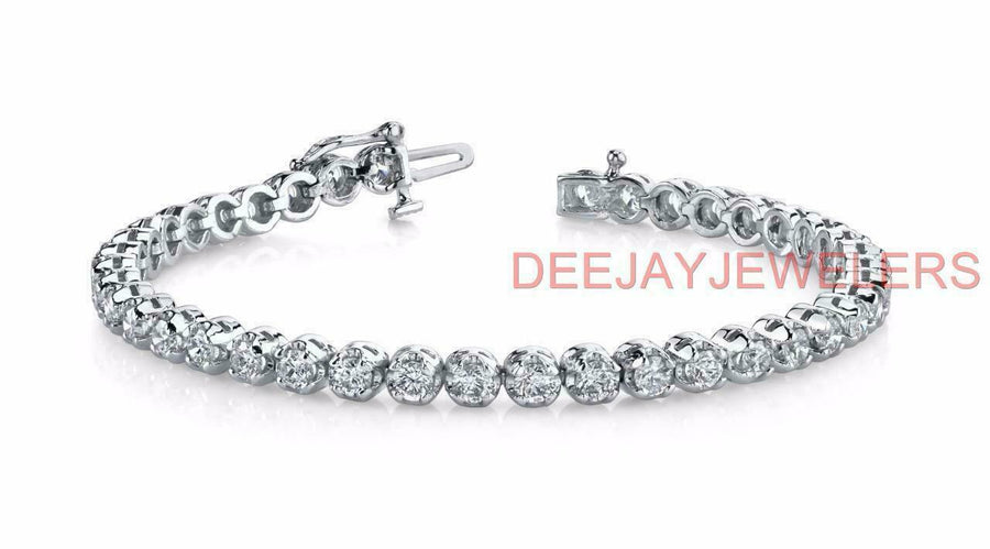 4.35ct Diamond Tennis Bracelet Round 14k White Gold