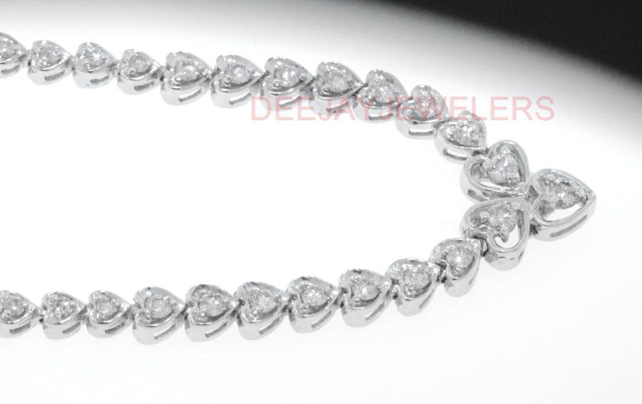4.25ct Diamond Heart Link Tennis Necklace 14k White Gold