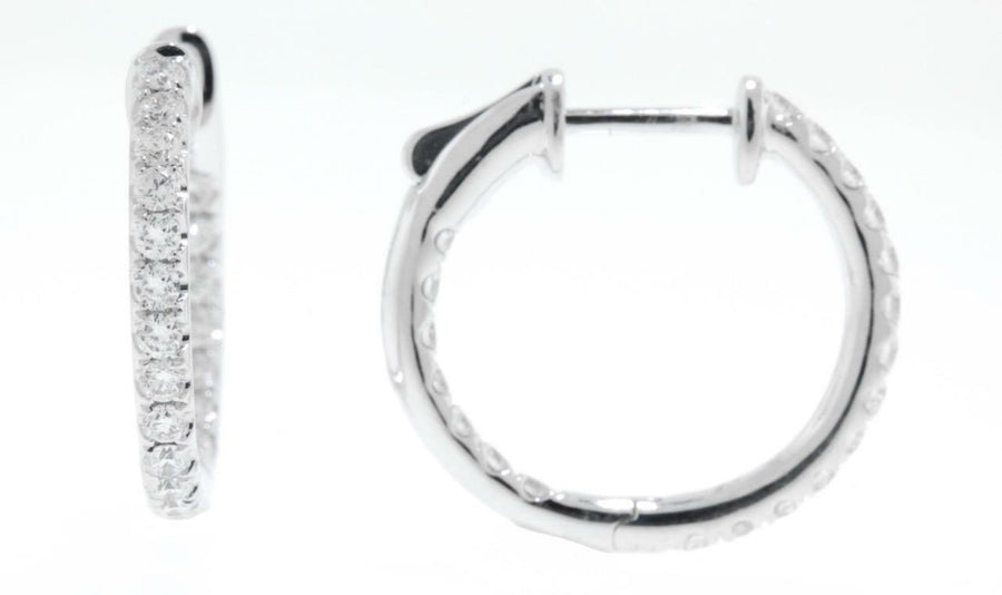 0.81ct Diamond Inside Out Round Hoop Earrings 18k White Gold