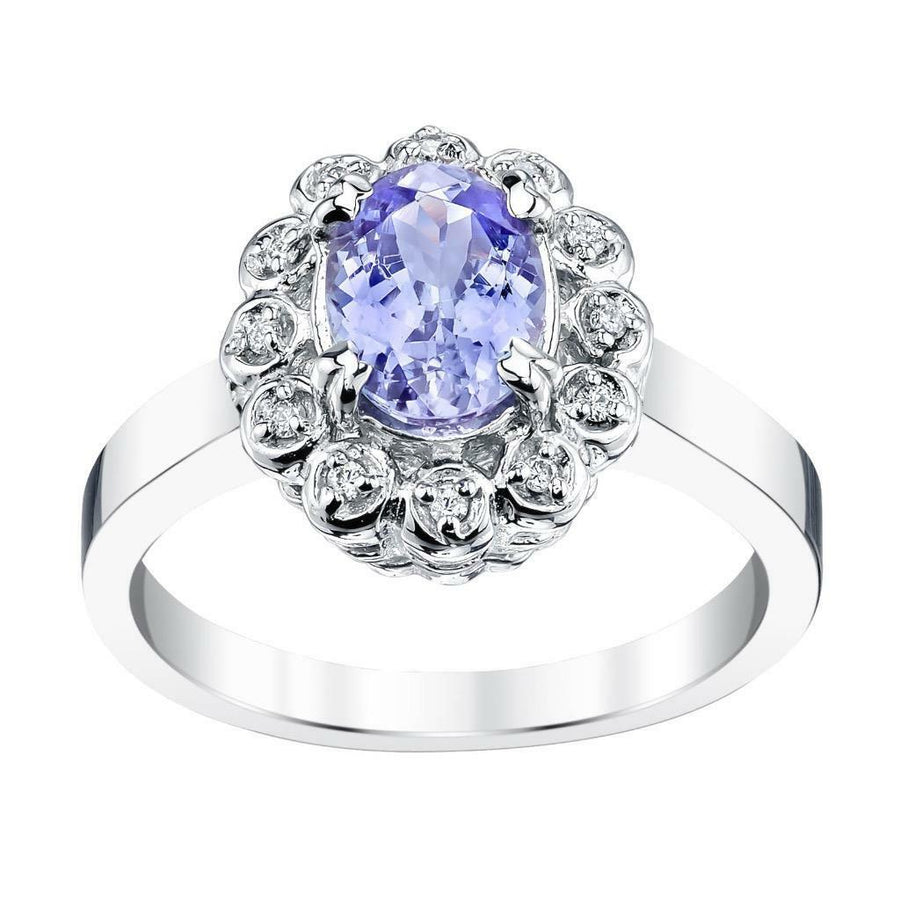 1.16ct Tanzanite and Diamond Ring 14k White Gold