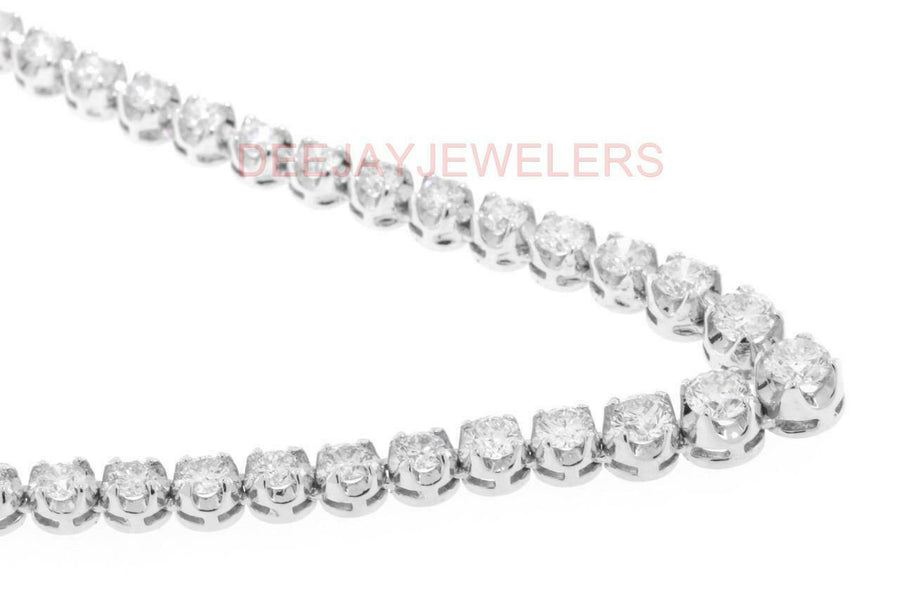 14ct Diamond V Tennis Necklace Graduated 14k White Gold