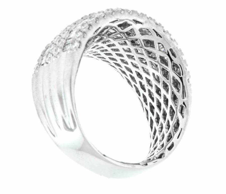 Alexandra Ring | 2.41ct Baguette Diamond Statement Ring 18k White Gold Band
