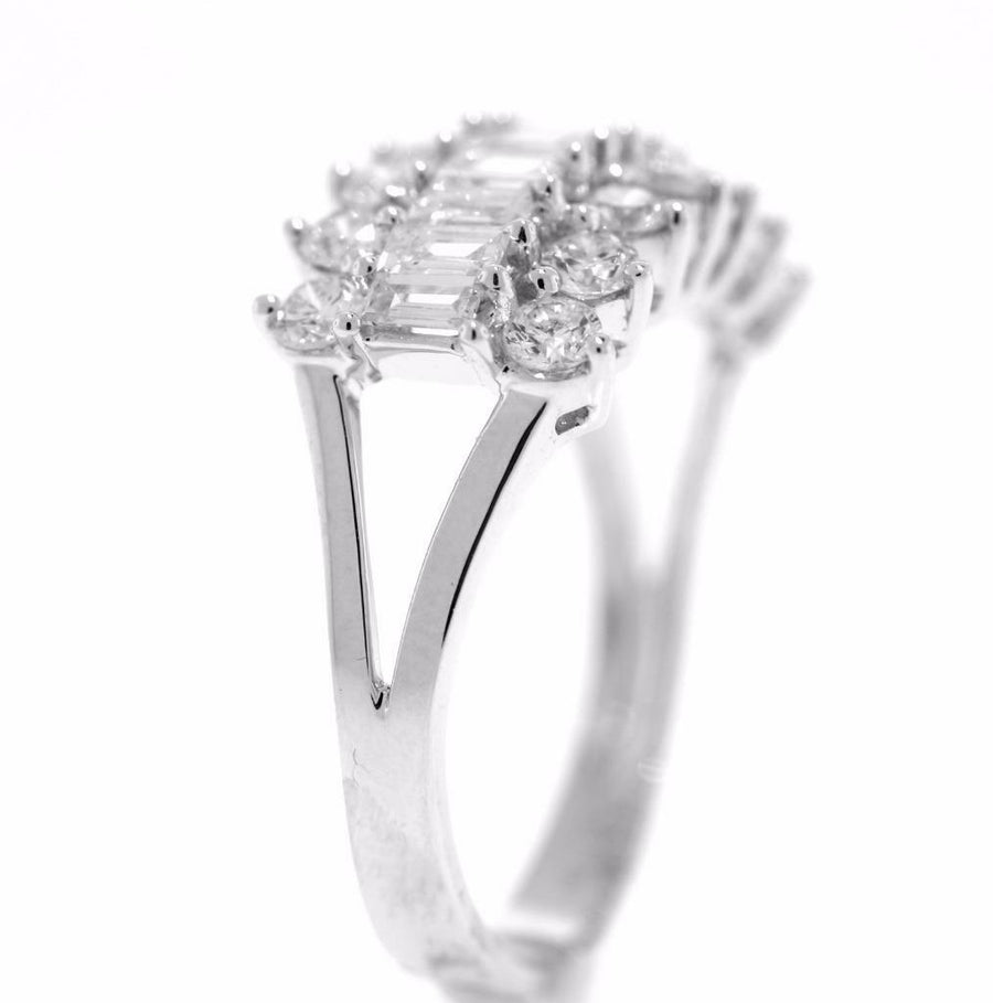 1.47ct Baguette Diamond Ring 18k White Gold Anniversary Band