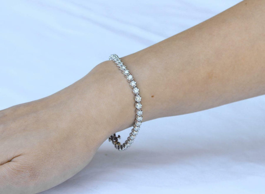 4.35ct Diamond Tennis Bracelet Round 14k White Gold