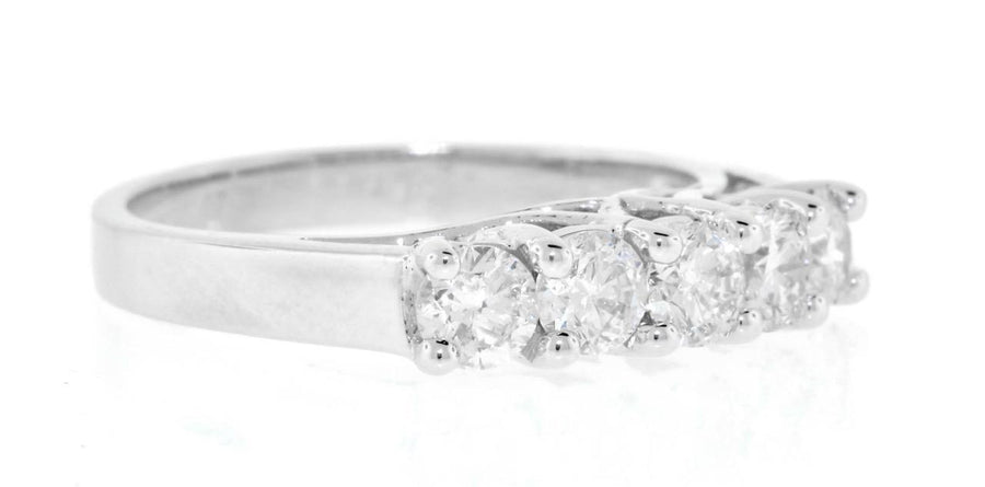 1.00ct Diamond 5 Stone Anniversary Ring 14k White Gold