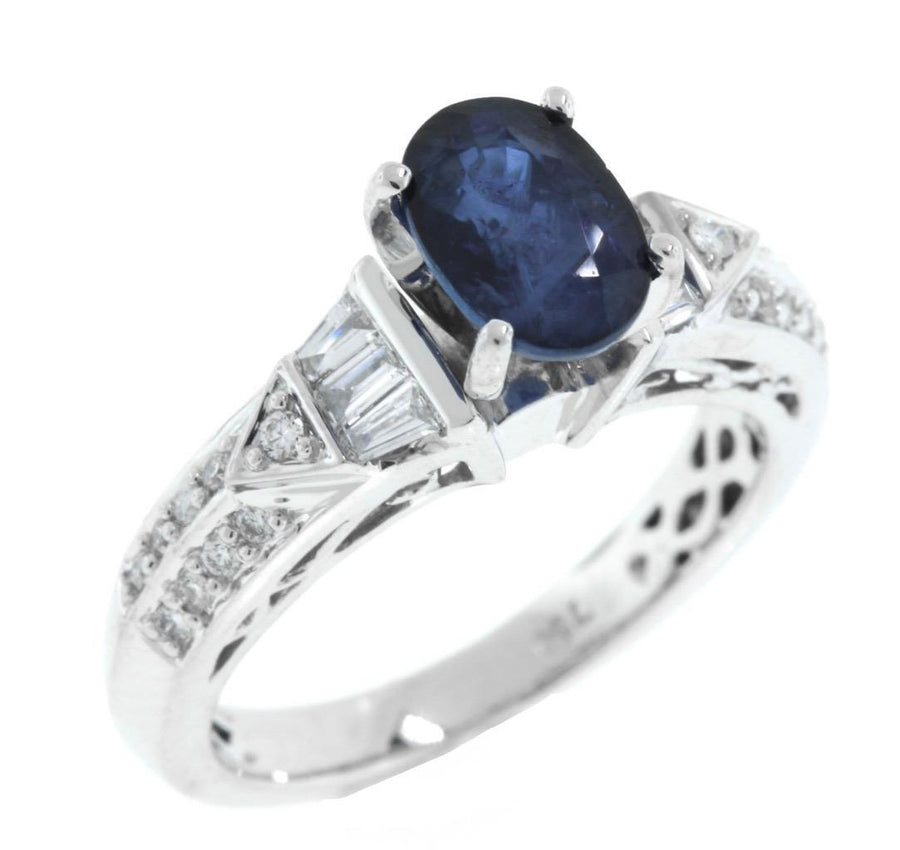 2.30ct Blue Sapphire and Diamond Ring 18k White Gold