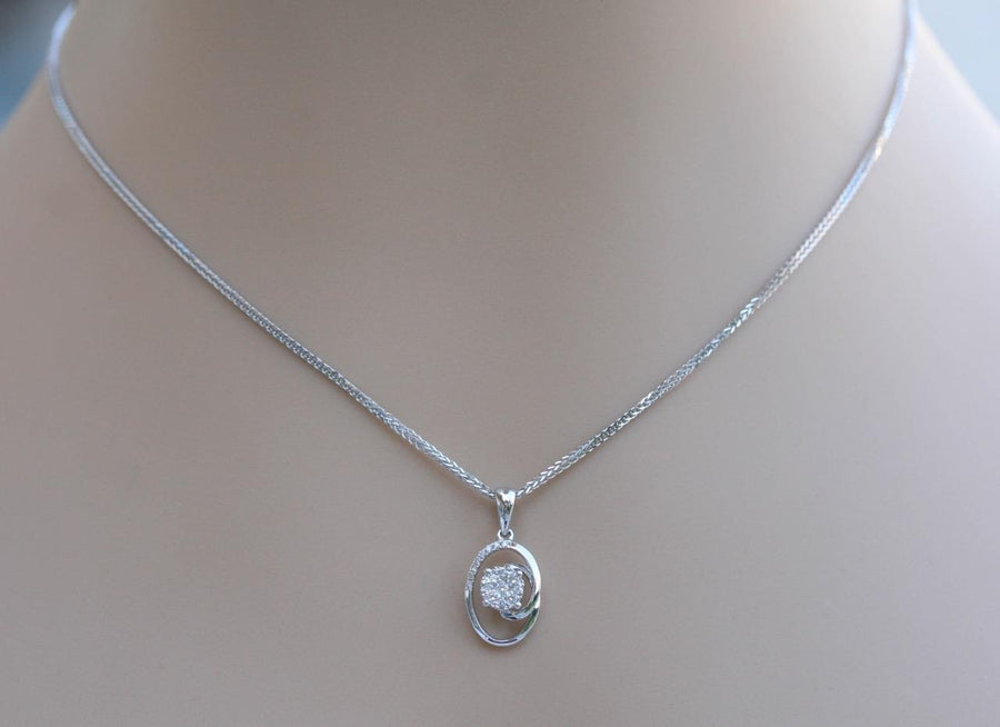 0.21ct Diamond Pendant Necklace 18k White Gold