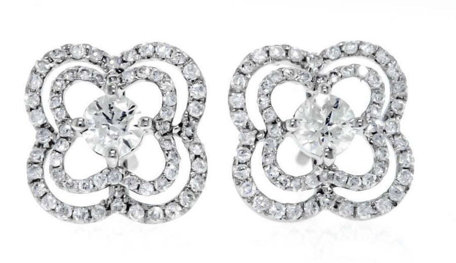 1.38ct Diamond Stud Earrings 18k White Gold 0.33ct Center