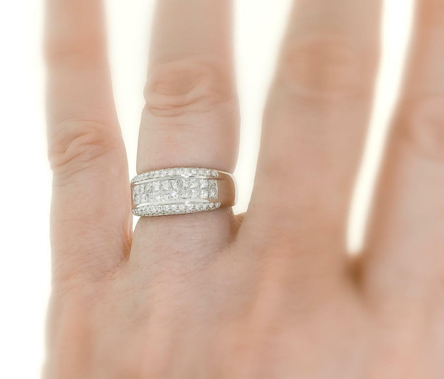 1.07ct Princess Diamond Anniversary Band Ring 18k White Gold