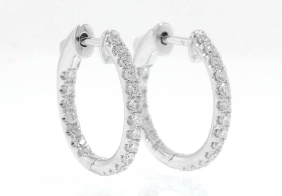 0.81ct Diamond Inside Out Round Hoop Earrings 18k White Gold
