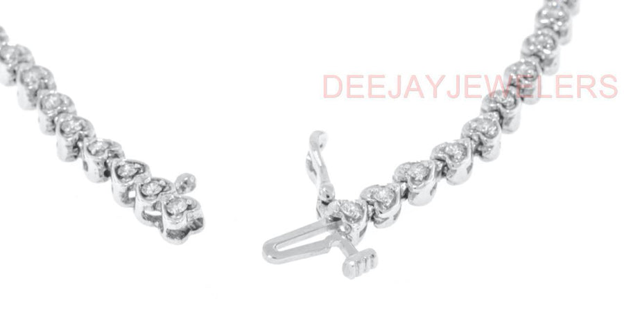 4.00ct Diamond Heart-Link Eternity Tennis Necklace 14k White Gold